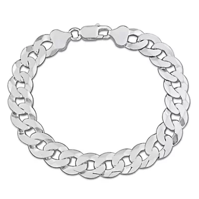 11mm Curb Link Chain Bracelet in Sterling Silver - 8.25 inch