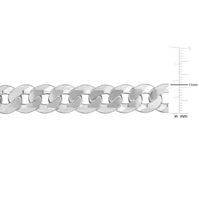 11mm Curb Link Chain Bracelet in Sterling Silver - 8.25 inch