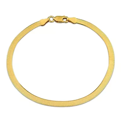 3.3mm Herringbone Bracelet in Yellow Plated Sterling SIlver- 7.25 inch