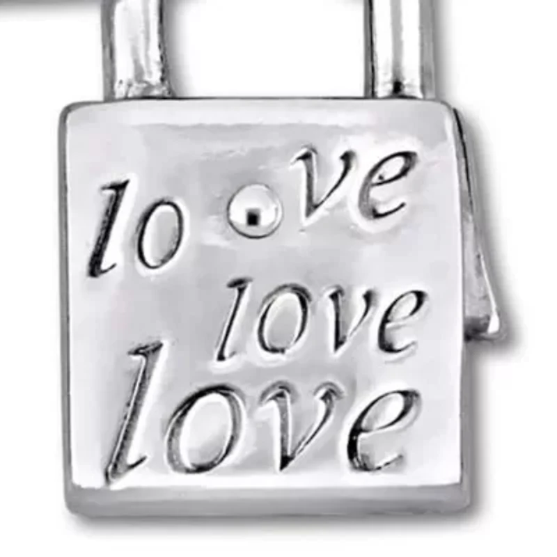 Paper Clip Link Charm Lock And Key Clasp Necklace And Bracelet Set in Sterling Silver - 18 inch & 7.5 inch