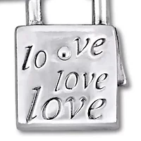 Paper Clip Link Charm Lock And Key Clasp Necklace And Bracelet Set in Sterling Silver - 18 inch & 7.5 inch