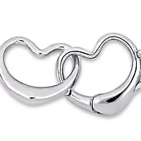 Paper Clip Link Necklace And Anklet Double Heart Clasp Set in Sterling Silver - 20 in & 9 in