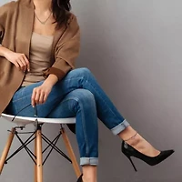 Paper Clip Link Necklace And Anklet Double Heart Clasp Set in Sterling Silver - 20 in & 9 in