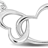 Double Heart Charm Necklace And Bracelet Set in Sterling Silver - 16.5+1In & 7+1 inch