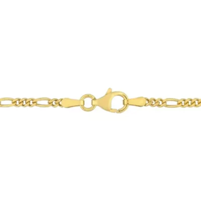 2.2mm Figaro Chain Necklace And Anklet Set in Yellow Plated Sterling SIlver - 16 inch & 9 inch