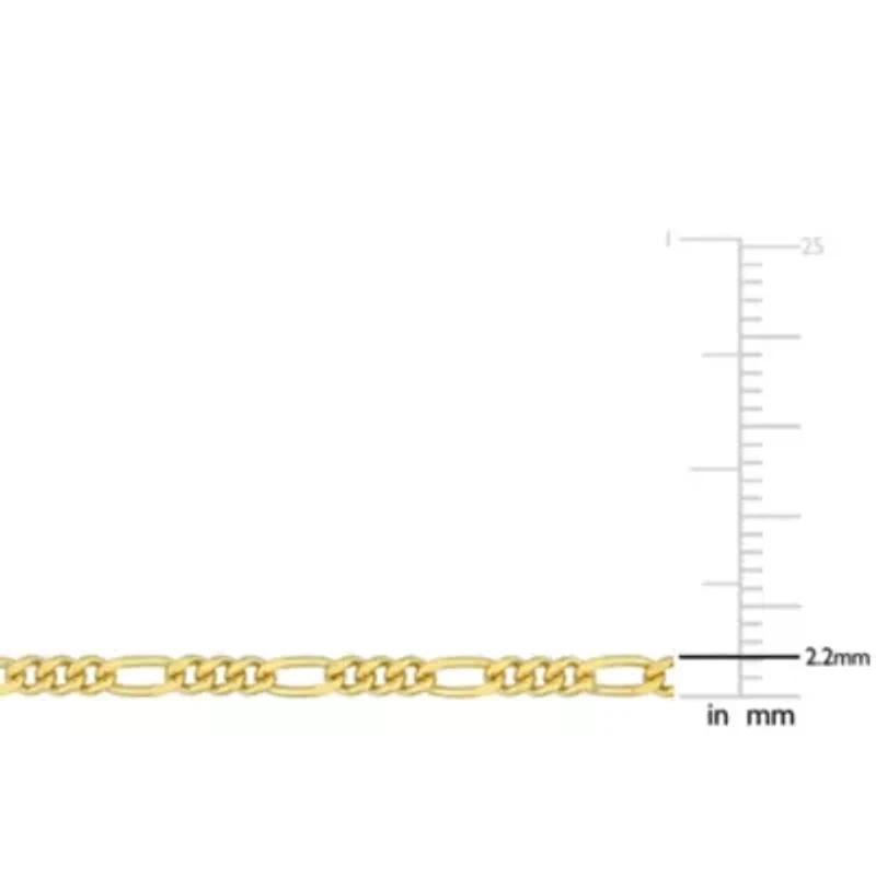 2.2mm Figaro Chain Necklace And Anklet Set in Yellow Plated Sterling SIlver - 16 inch & 9 inch