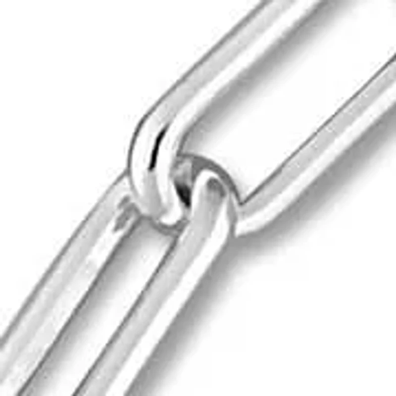 3.5mm Polished Paperclip Chain Necklace And Bracelet Set in Sterling Silver - 16 inch & 7.5 inch