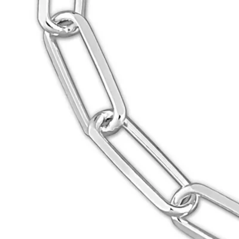 5mm Diamond Cut Paperclip Chain Necklace And Bracelet Set in Sterling Silver- 16 in & 7.5 in