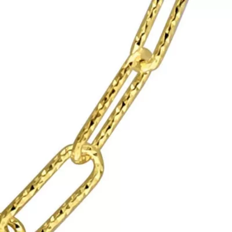 3mm Paperclip Chain Necklace And Bracelet Set in Yellow Plated Sterling SIlver - 16 in & 7in