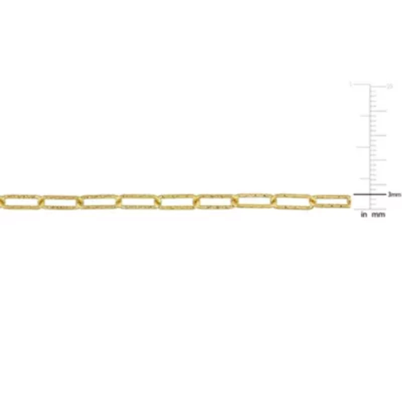 3mm Paperclip Chain Necklace And Bracelet Set in Yellow Plated Sterling SIlver - 16 in & 7in