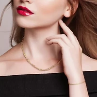 3mm Paperclip Chain Necklace And Bracelet Set in Yellow Plated Sterling SIlver - 16 in & 7in