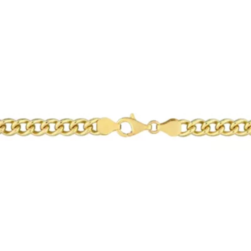6.5mm Curb Link Chain Necklace And Anklet Set in Yellow Plated Sterling SIlver - 20 inch & 9 inch