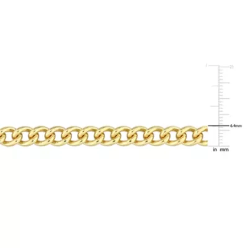 6.5mm Curb Link Chain Necklace And Anklet Set in Yellow Plated Sterling SIlver - 20 inch & 9 inch