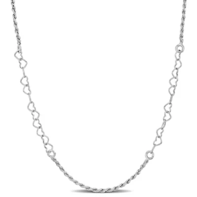 3.3mm Heart Link Necklace in Sterling Silver -16+2 Ext.