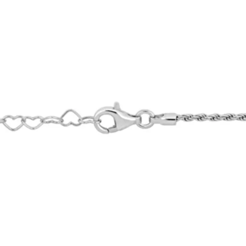 3.3mm Heart Link Necklace in Sterling Silver -16+2 Ext.
