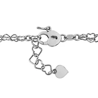 3.5mm Two Strand Heart Link Bracelet in Sterling Silver- 6.5"+1"