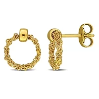 2.2mm Curb Chain Design Drop Earrings in Yellow Plated Sterling SIlver