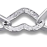 5mm Heart Polished And Satin Link Chain Bracelet in Sterling Silver- 7.25 inch