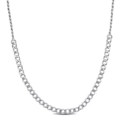 1.5mm Rope & 3mm Curb Chain Necklace in Sterling Silver-16 inch