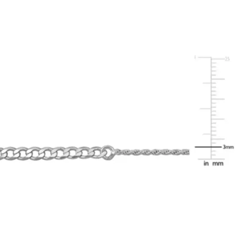 1.5mm Rope & 3mm Curb Chain Necklace in Sterling Silver-16 inch