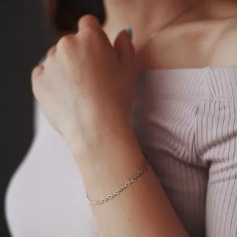 3.5mm Heart Link Bracelet in Sterling Silver- 7.25 inch