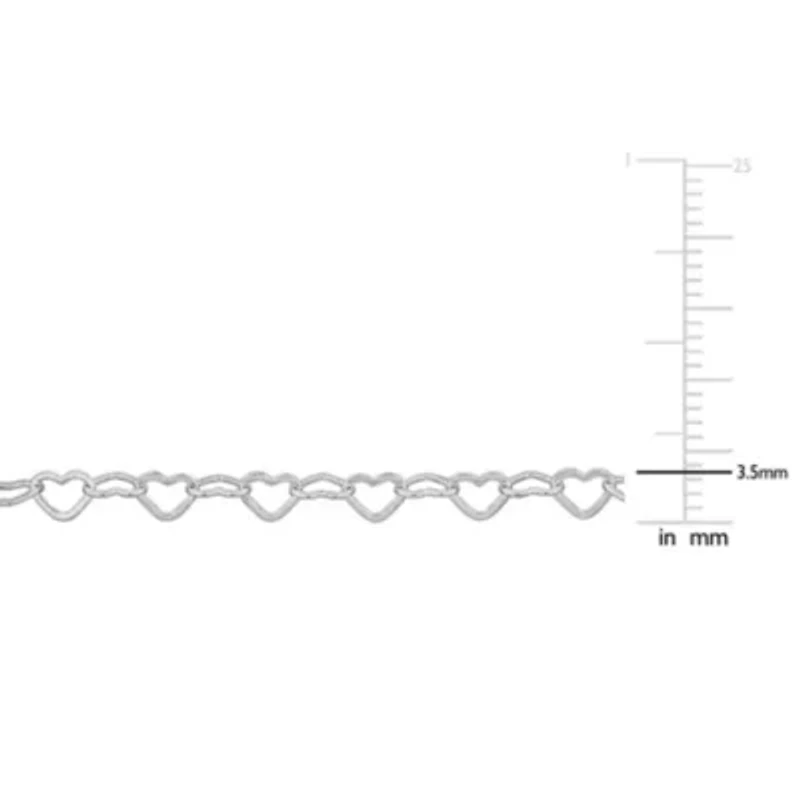 3.5mm Heart Link Bracelet in Sterling Silver -7.25 inch