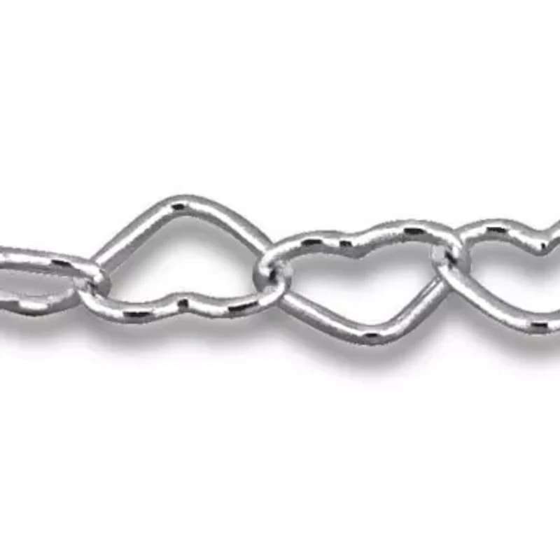 3.5mm Heart Link Bracelet in Sterling Silver- 7.5 inch