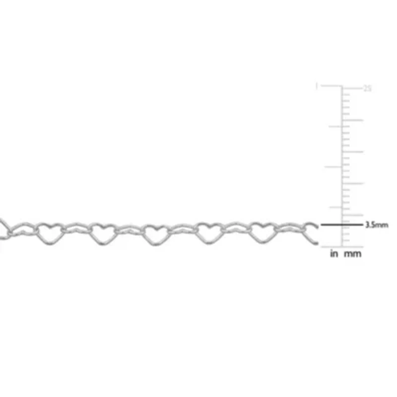 3.5mm Heart Link Bracelet in Sterling Silver- 7.5 inch