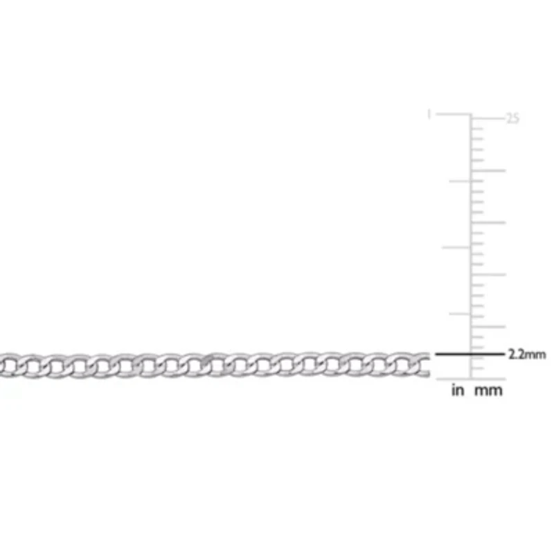 2.2mm Curb Link Bracelet in Sterling Silver -7.5-inch