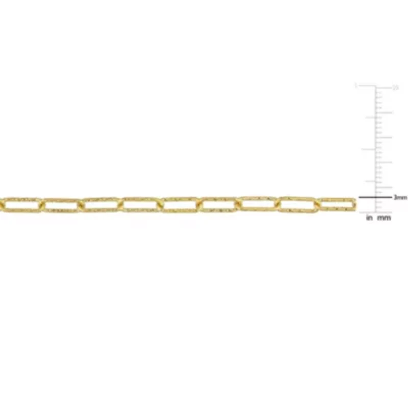 3mm Paperclip Link Bracelet in Yellow Plated Sterling SIlver-7.5 inch