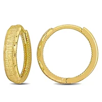 17mm Huggie Brushed Finish Earrings in 14K Yellow Gold