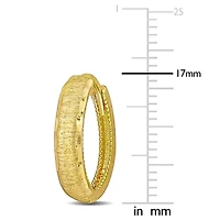 17mm Huggie Brushed Finish Earrings in 14K Yellow Gold