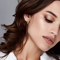 17mm Huggie Brushed Finish Earrings in 14K Yellow Gold