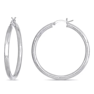 40mm Hoop Earrings in 10K White Gold