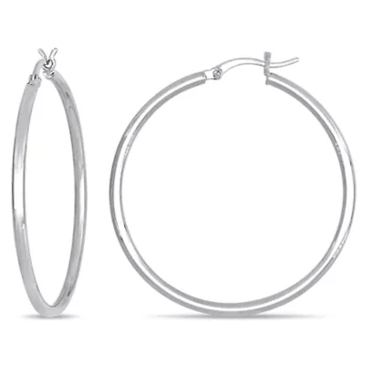 40x2mm Hoop Earrings in 10K White Gold