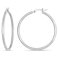 40x2mm Hoop Earrings in 10K White Gold