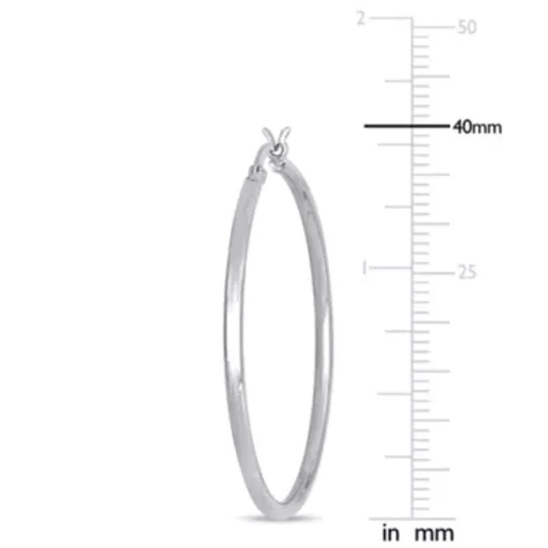 40x2mm Hoop Earrings in 10K White Gold