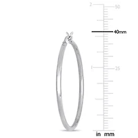 40x2mm Hoop Earrings in 10K White Gold