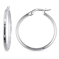 25mm Polished Hoop Earrings in 10K White Gold