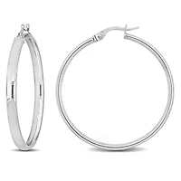 35.5mm Flat Edge Hoop Earrings in 14K White Gold