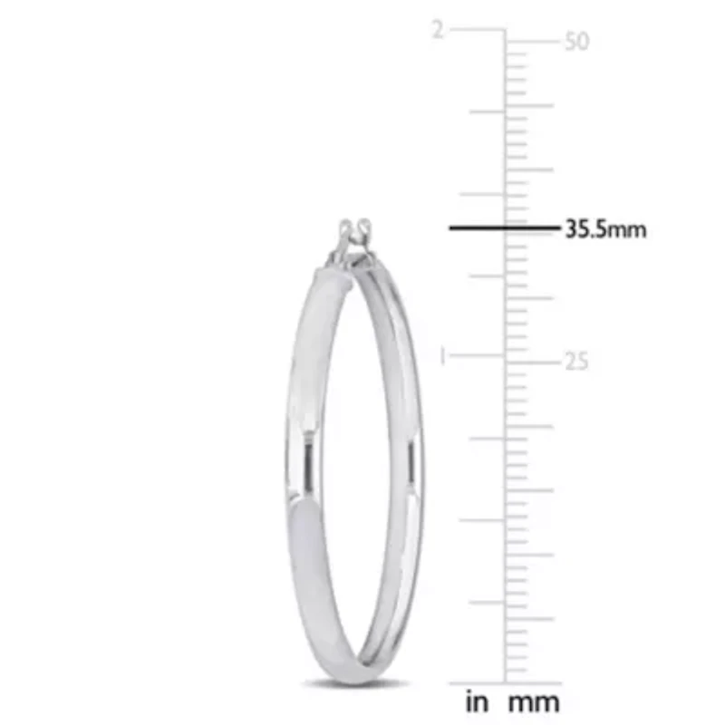 35.5mm Flat Edge Hoop Earrings in 14K White Gold