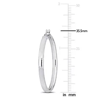 35.5mm Flat Edge Hoop Earrings in 14K White Gold
