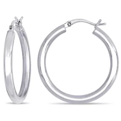 30mm Hoop Earrings in 10K White Gold