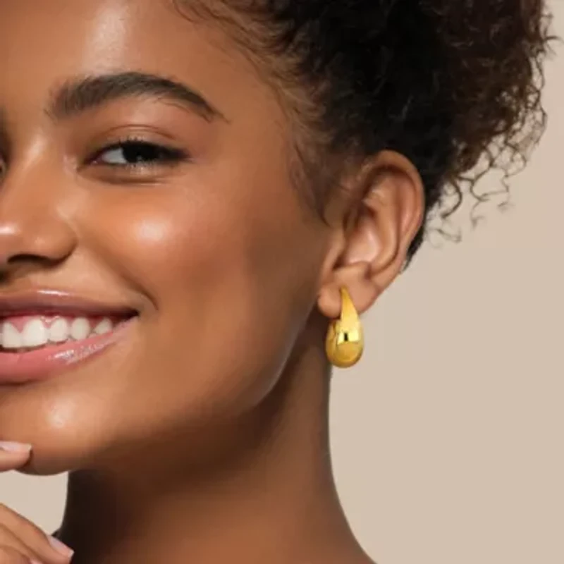 Puffed Hoop Earrings in 14K Yellow Gold