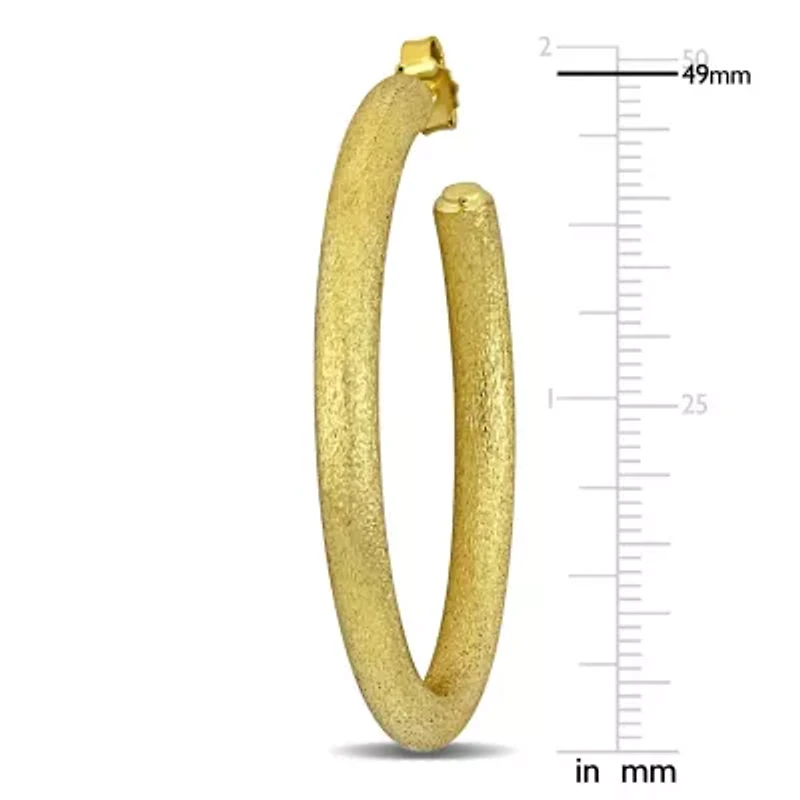 49mm Oval Hoop Satin Finish Earrings in 14K Yellow Gold