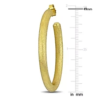 49mm Oval Hoop Satin Finish Earrings in 14K Yellow Gold