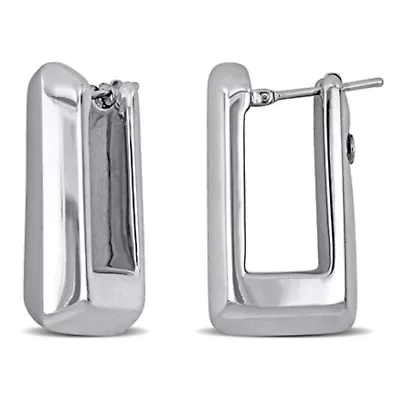 28mm Square Hoop Earrings in 14K White Gold