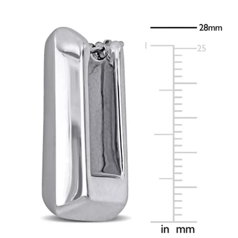 28mm Square Hoop Earrings in 14K White Gold