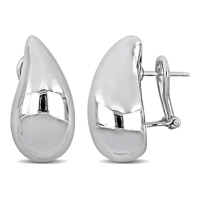 24mm Tear Drop Design Earrings in 14K White Gold