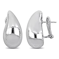 24mm Tear Drop Design Earrings in 14K White Gold